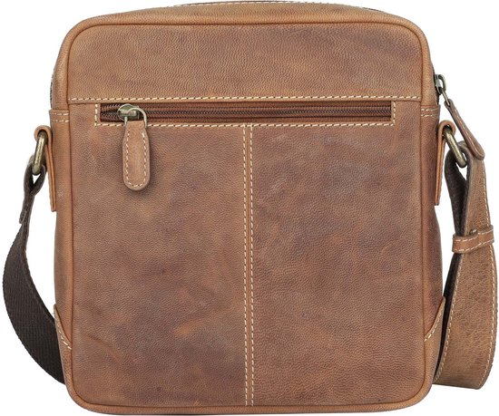Sac bandoulière NUBA en cuir Hunter - Sac bandoulière en cuir - Nature 3338 - Sac Medium en cuir de buffle - Marron Cognac