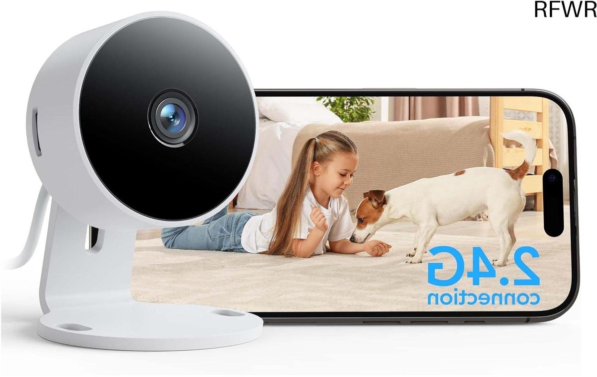 RFWR® Bewakingscamera voor Binnen 1080P met AI Bewegingsdetectie, Nachtzicht en Bidirectionele Audio