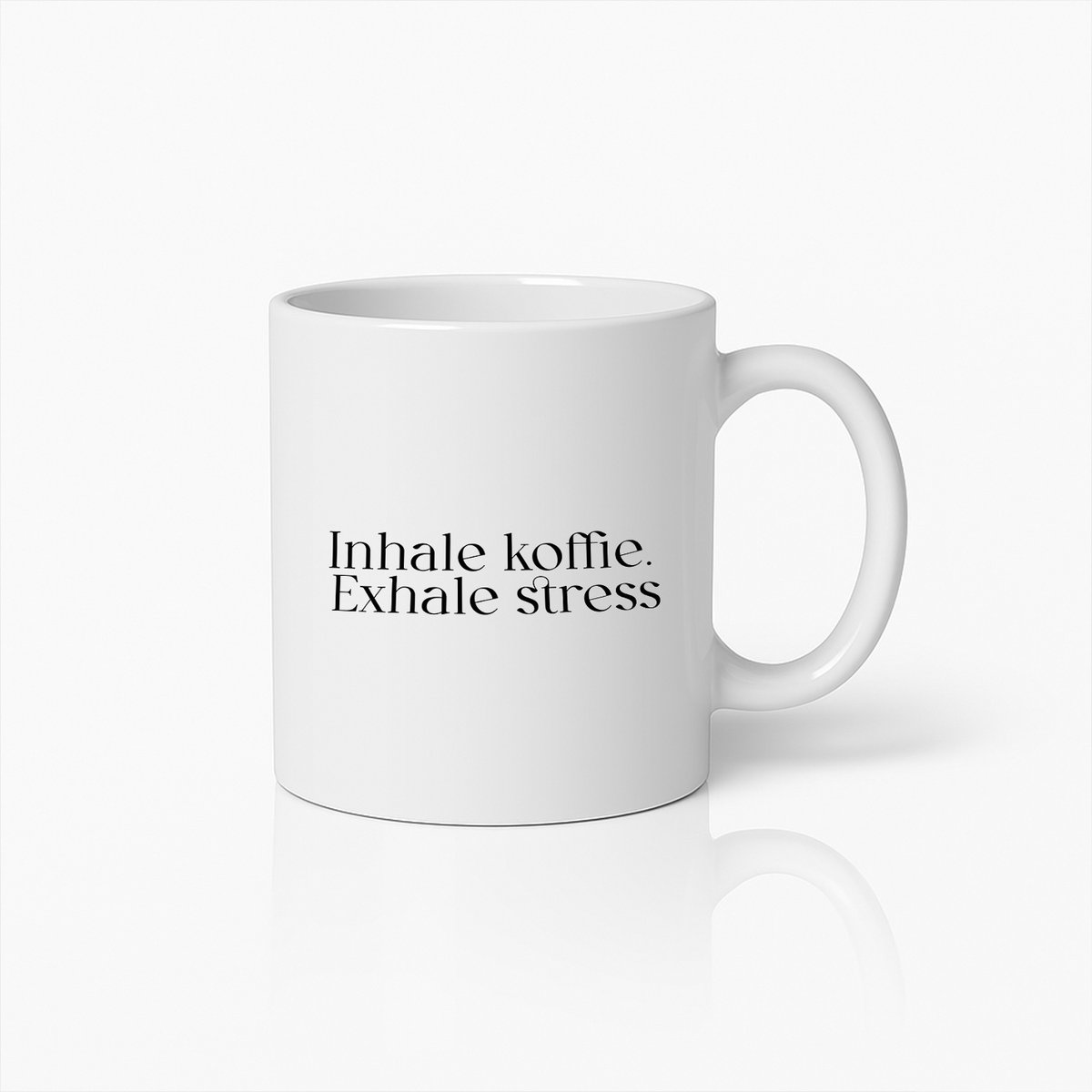 Inhale Koffie, Exhale Stress Mok – Motiverende Koffiebeker voor Ontspanning en Focus