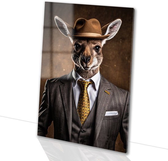 Stijlvolle Kangoeroe In Pak Kangaroo Glas Schilderij Schilderij stijlvolle-kangoeroe-in-pak-kangaroo-glas-schilderij-schilderij