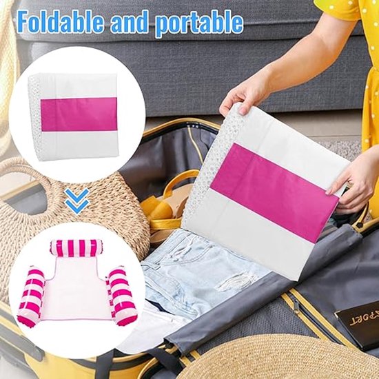 4-in-1 opblaasbare luchtmatras, zwembad, 2 stuks, waterhangmat met rugleuning en armleuningen, waterhangmat met net, inclusief handmatige luchtpompen, perfect voor strand, meer en zwembad van Merkloos — afbeelding 4