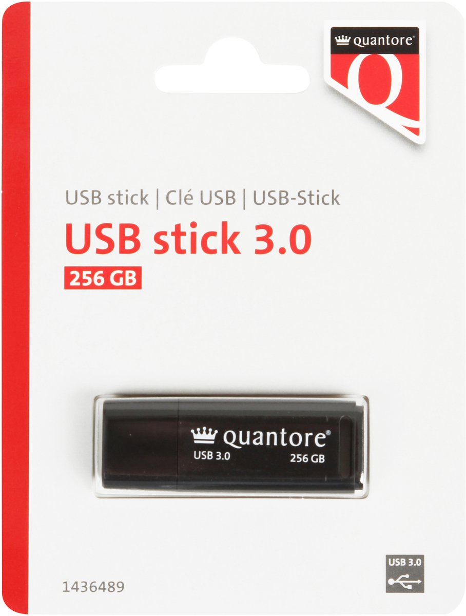 Usb stick 3.0 quantore usb-a 256gb zwart