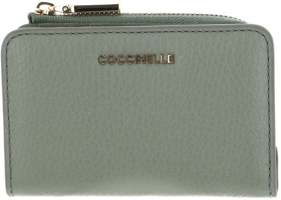 COCCINELLE Cuir étui pour carte de crédit Metallic Soft Credit Card Holder Greenery vert