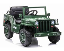 JEEP Army Willy's Jeep 4WD Groen - 1 persoons - leder look zitting incl. softstart | Elektrische kinderauto - Inclusief afstandsbediening - Gratis verzending - KiddoCars