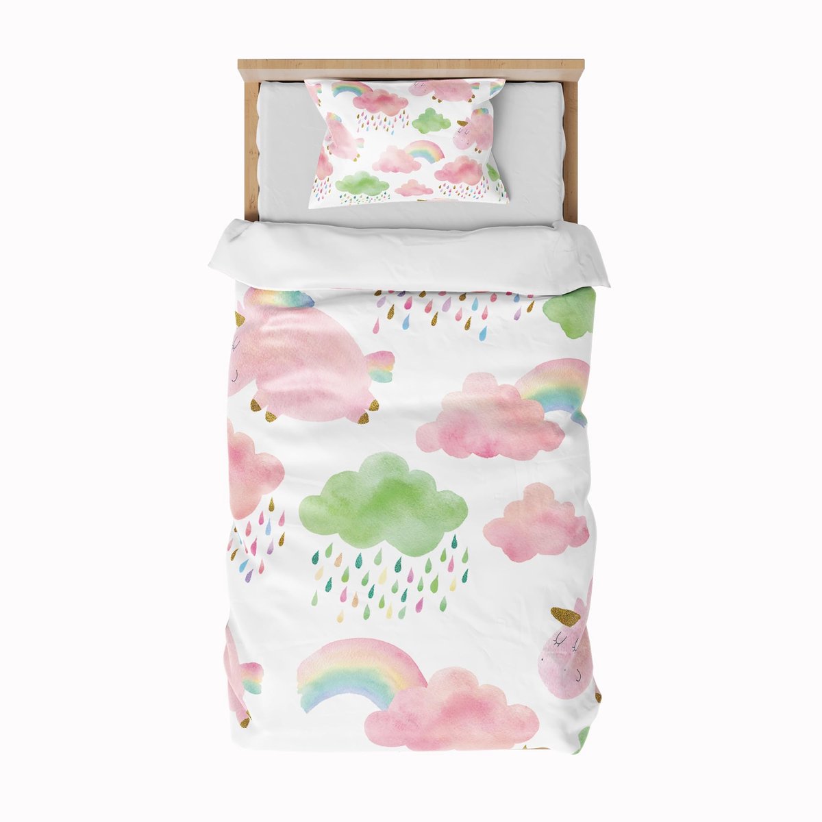 Ibenzoa Zacht en Ademend Kinderbeddengoed met Regenboogontwerp, Inclusief Kussensloop, 135 x 200 cm
