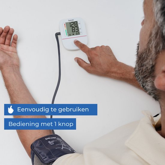 Beurer BM 23 Bloeddrukmeter Bovenarm – Aanbevolen door Hartstichting - Medisch Gecertificeerd – Manchet 22-42 cm – USB-C Aansluiting – Eenknopsbediening – Onregelmatige Hartslagdetectie – Risico-Indicator – Incl. Batterijen – 5 Jaar Garantie