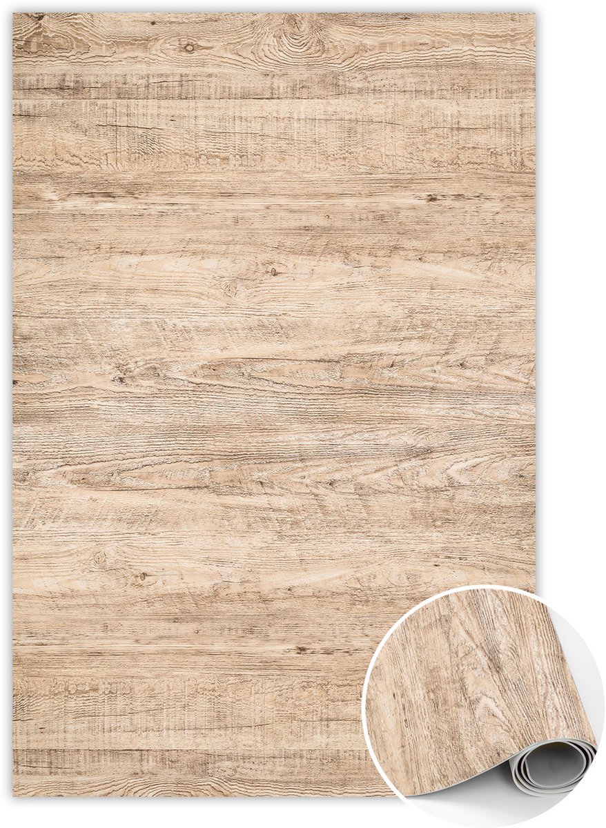Tulup Vinyl Tapijt - Ruw hout Tapijt Vinyl - 60 x 90 cm - Beige Tapijt Vinyl - Vinyl Vloerkleed - Binnen Tapijt - Slaapkamertapijt - Keukentapijt