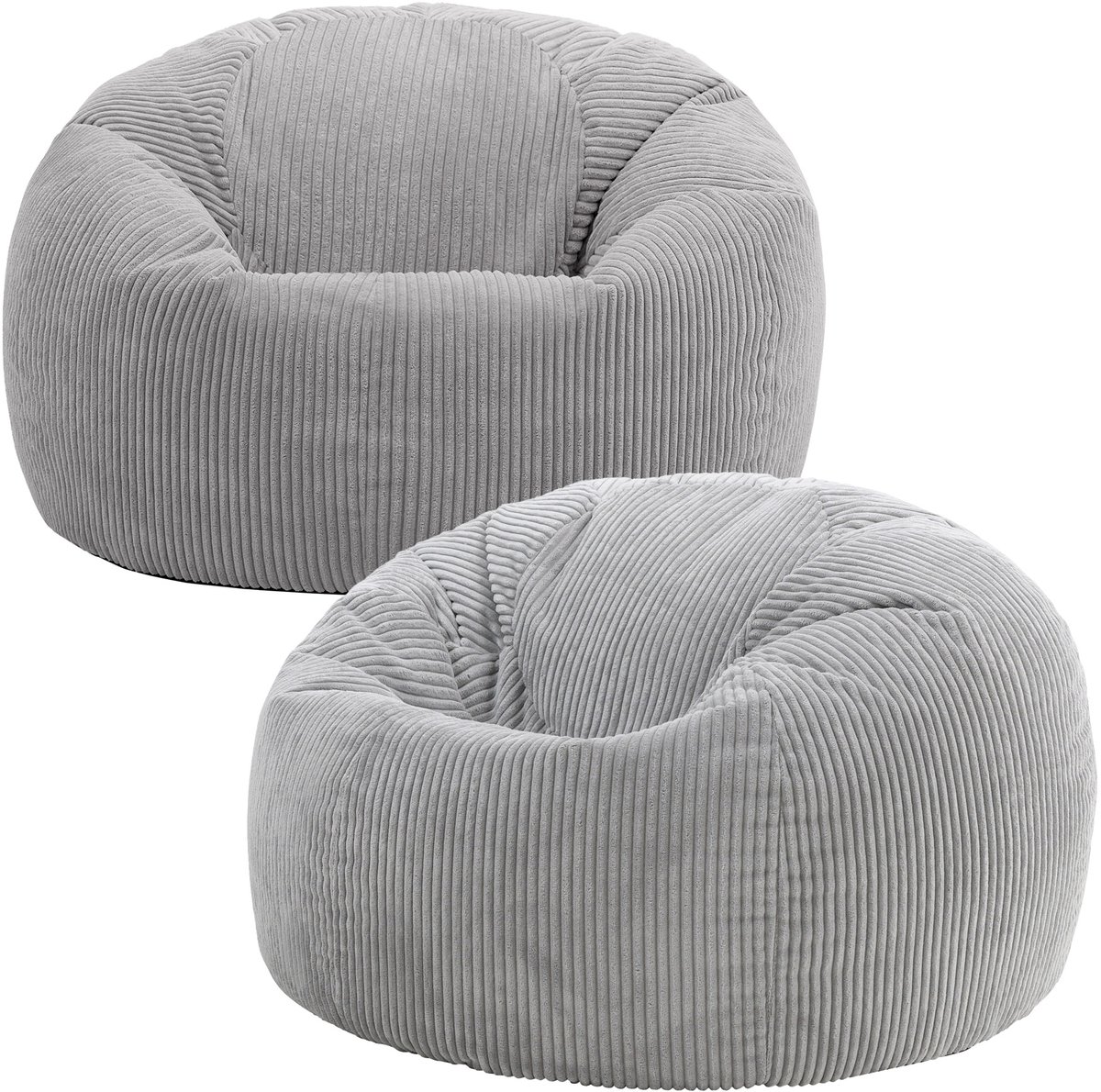 Icon Kingston Zitzak Fauteuil - Set van 2 - Ribfluweel - Grijs