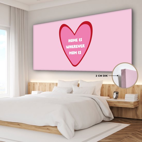Tableau sur toile 160x80 cm - Décoration murale exclusive Citation - Mère - Rose - Décoration murale salon - Décoration chambre - Accessoires chambre - Peintures sur toile - Cadeau fête des mères - Cadeau pour maman