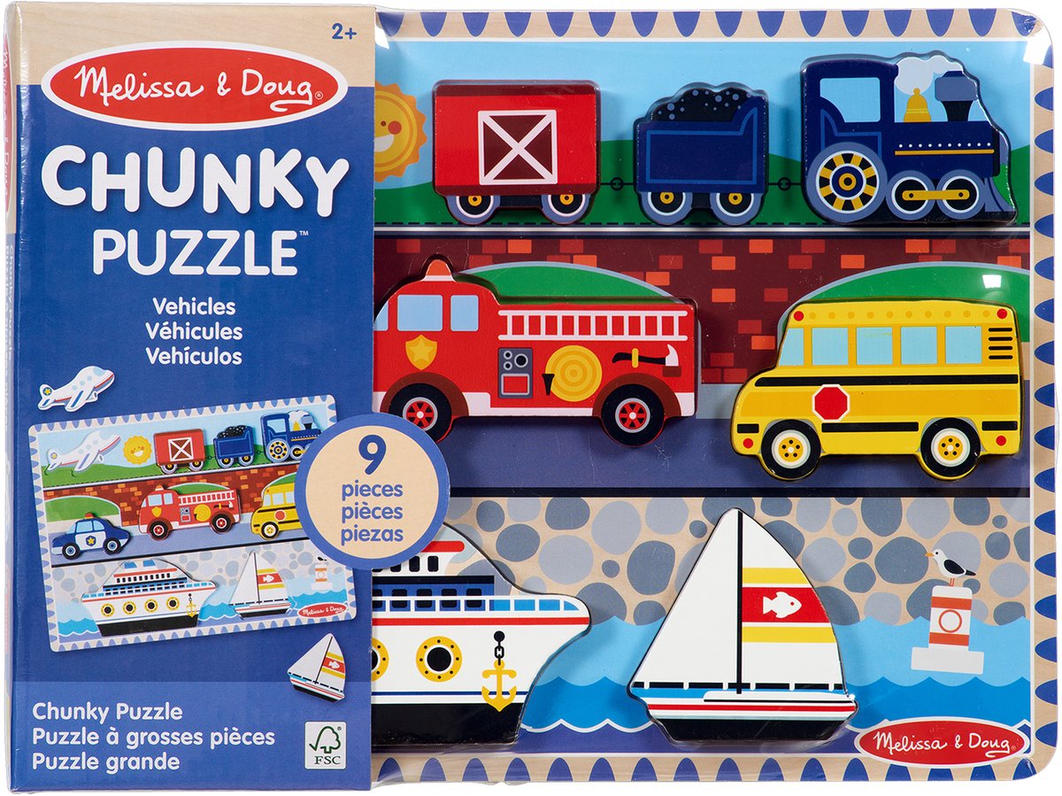 Melissa & Doug – Houten puzzel – Voertuigen