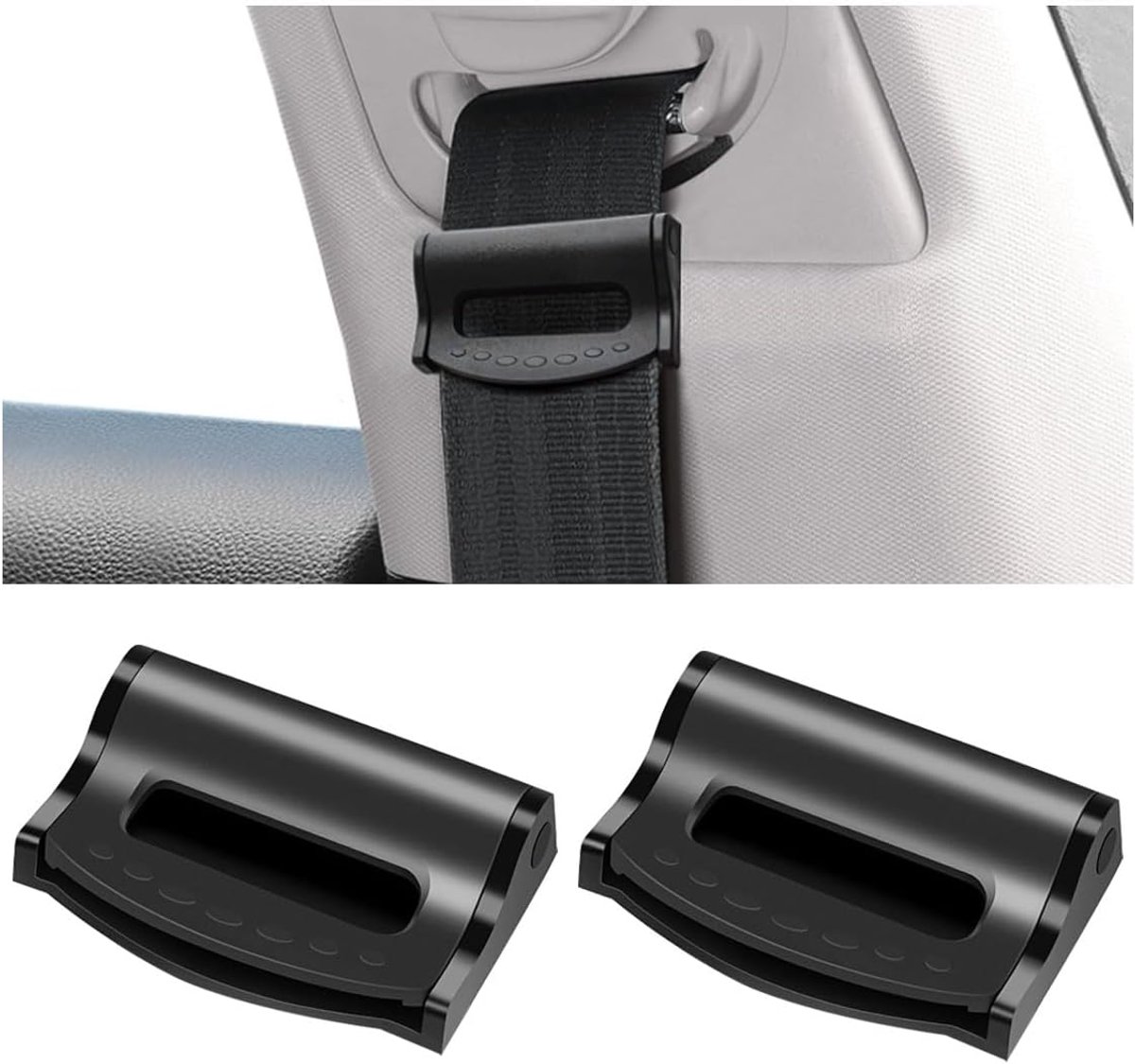 Image of 2-pack autogordel verstellers - riempositioneerder - universele gordelclips voor volwassenen/kinderen - autobenodigdheden - zwart