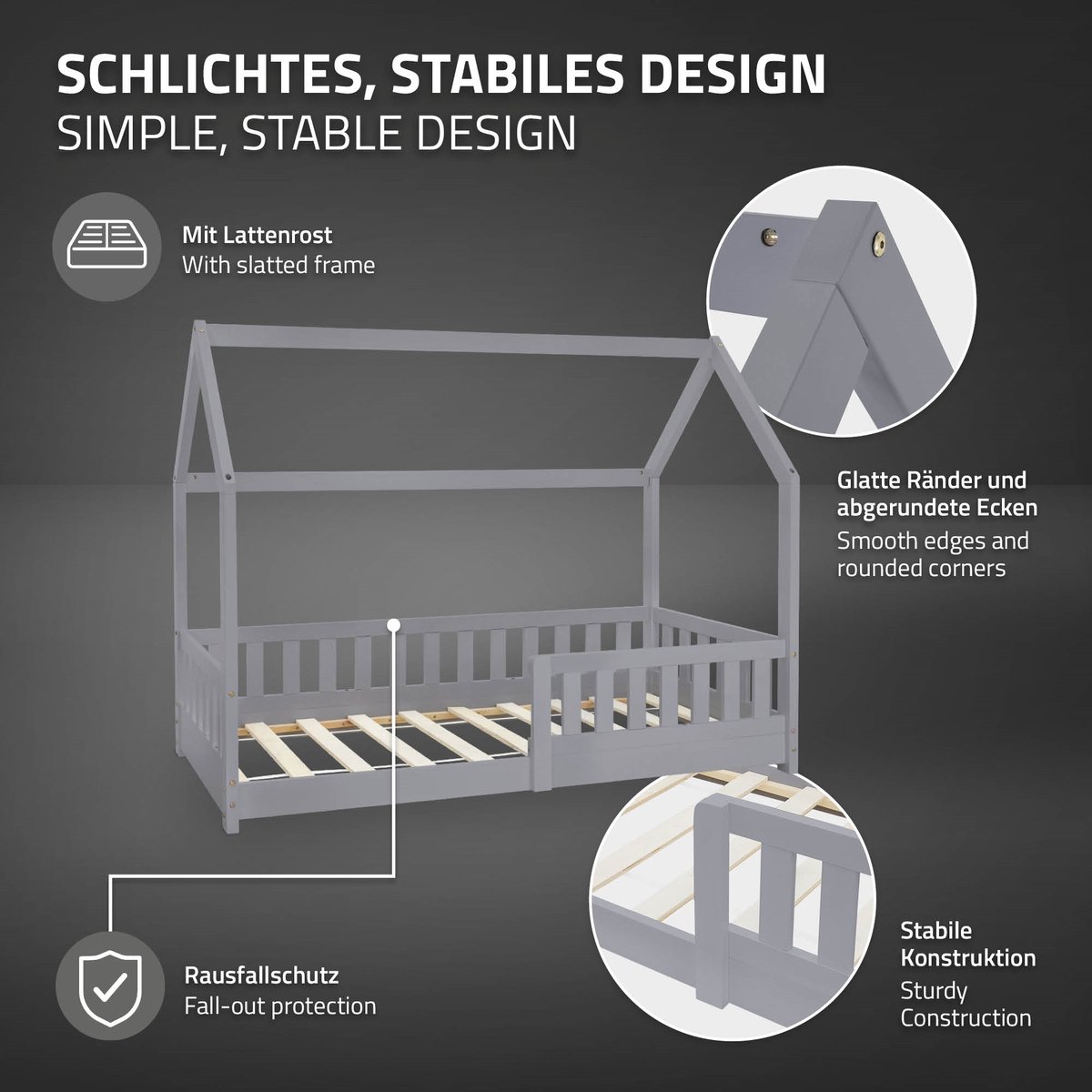 Kinderbed Kinderbed ML Design Huisbed 80x160 - afbeelding 2