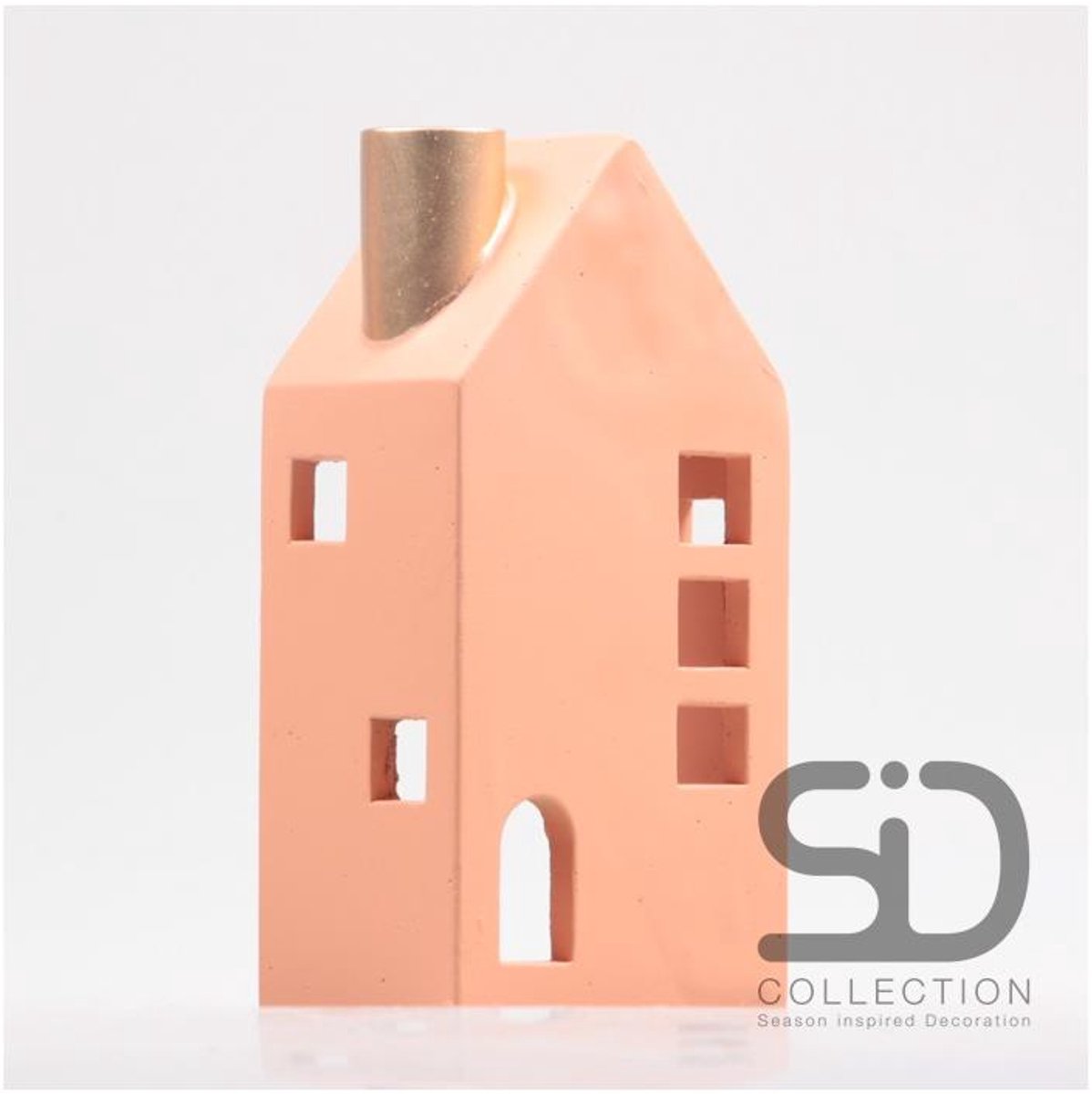 Kandelaar Huis 12x8x24cm beigerood