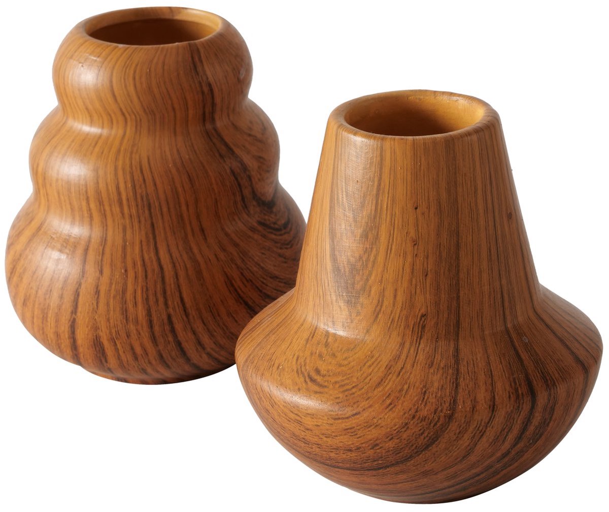 Vaas keramiek houtlook H10,5 cm