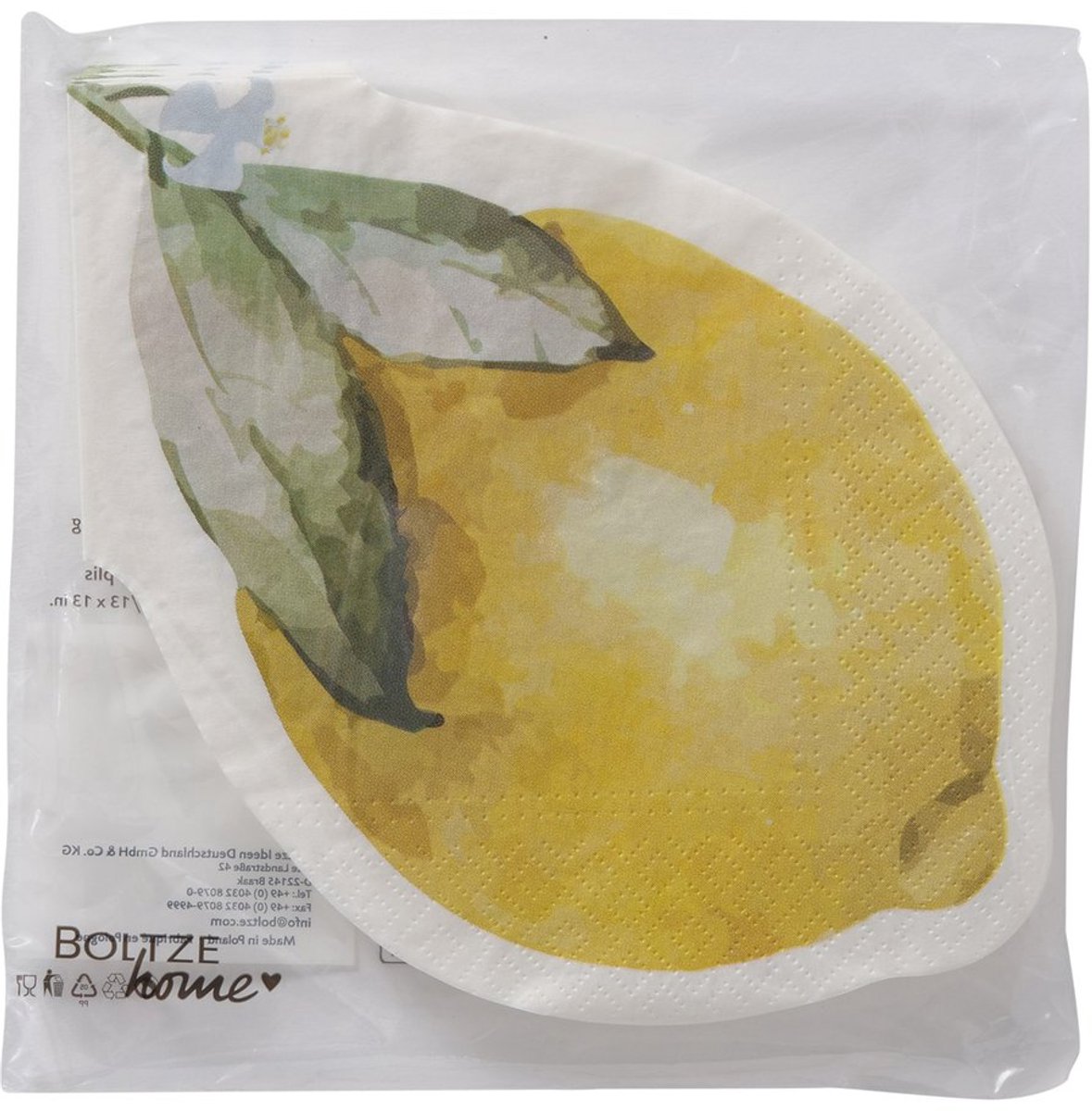 Boltze Home Servetten 'Capri' citroen 16x16cm 12-delig papier