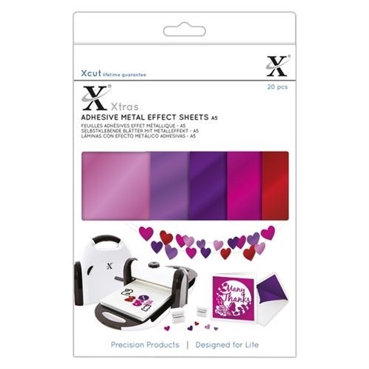 Xcut Xtra A5 Adhesive Metall Effect Sheets Pinks (20pcs) (XCU 174422)