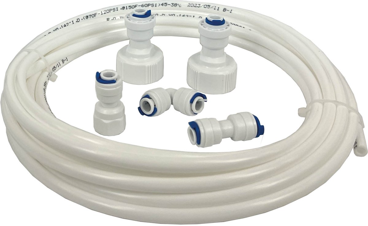 Waterslang set geschikt voor Amerikaanse koelkasten 6 meter | 6-delige set met slang en connectoren | Universeel toepasbaar en op maat te maken | Multaparts® huismerk