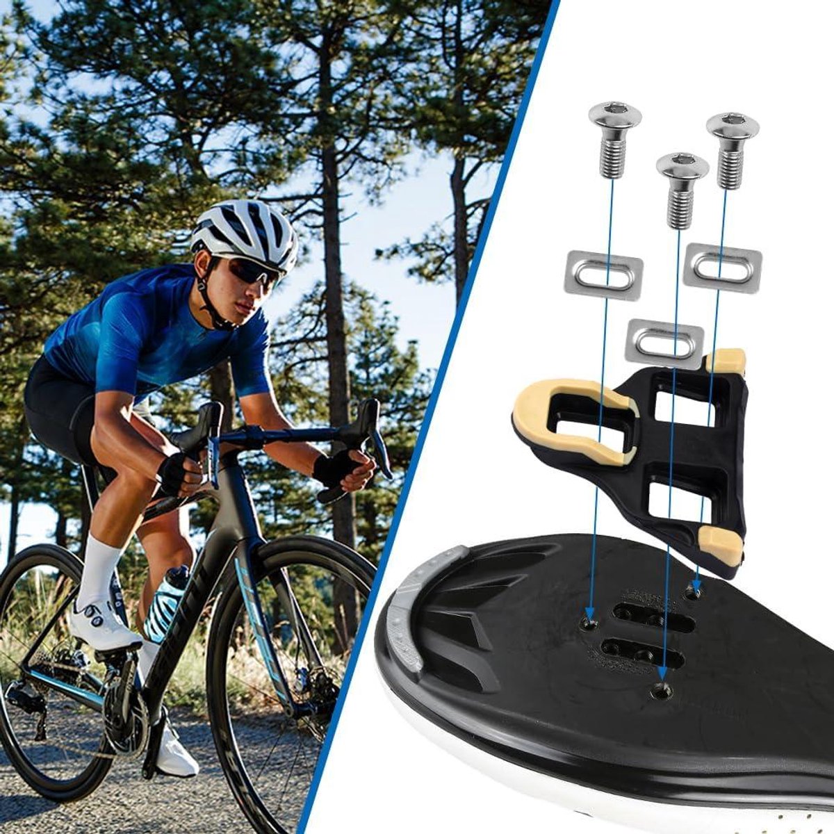 Allecto Plus Fiets Cleats voor Indoor Cycling & Racefiets Volledig compatibel met 3 bouten Duurzame fietsschoenen cleats