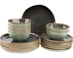 James Cooke - Moss - Serviesset - 6 persoons - 18 delig - Groen - Organische vorm - Stoneware - Bordenset