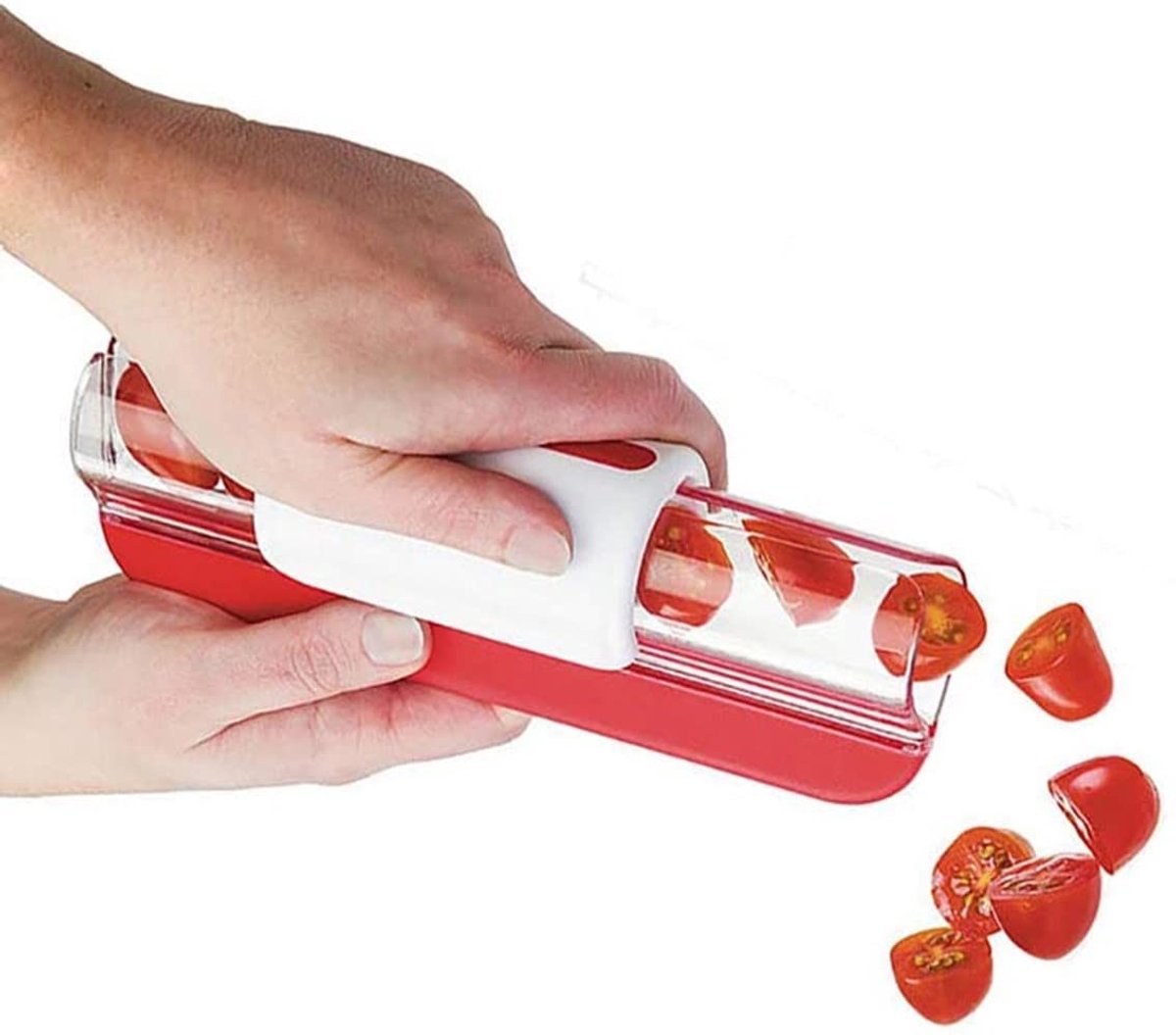 Ibenzoa® Veelzijdige fruitsnijder voor cherrytomaten, druiven en meer met veilige opbergfunctie