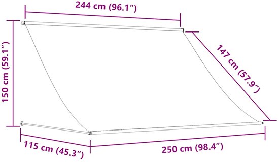 Store banne rétractable vidaXL - Auvents rétractable - Protection solaire solaire - Store banne rétractable 250 x 150 cm Tissu et acier Crème