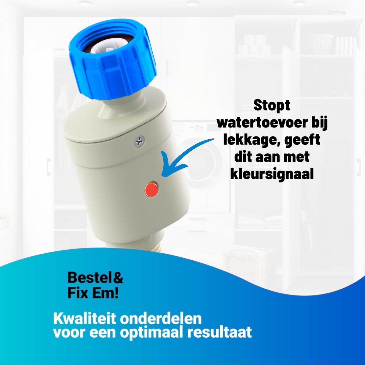 Fixem Toevoerslang 1.5 Meter met Aquastop Waterslot Aanvoerslang Geschikt voor Wasmachine Vaatwasser en Apparaten en alle Merken met 3/4 Schroefwartelaansluiting Koud Water tot 25 Graden — afbeelding 3
