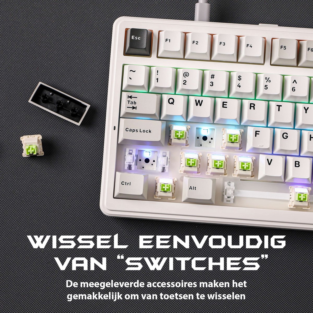 EPOMAKER x AULA F99 White Blue Gaming Toetsenbord - Azoth Gaming
