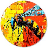 Bij met kleurrijke abstractie - Bij wandcirkel - Ronde wanddecoratie insect - Street Art - Schilderij op Forex rond - Wandkunst - muurcirkel forex 70x70 cm