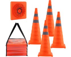 Verkeers- en veiligheidskegels - Opvouwbare waarschuwingskegels - Set van 4 - Reflecterende kraag - Met opbergtas - Voor verkeersregeling en parkeerterreinen
