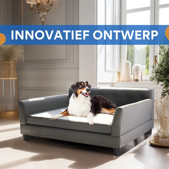 PawHut Hondensofa, Huisdiersofa Kattensofa met Kussen, Hondenbed voor Grote Honden, Hondenbank met Verhoogd Ontwerp, Hondenstoel met Houten Poten, Groen, 98 x 67 x 25 cm