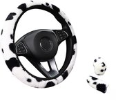 Stuurhoes Auto Set 37-39 cm - Pluche Koeienprint - 3-delig - Kasey Products