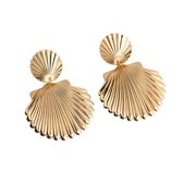 Schelp Oorbellen - Goudkleurig | 5,2 x 3,8 cm | Bijoux / Messing | Fashion Favorite