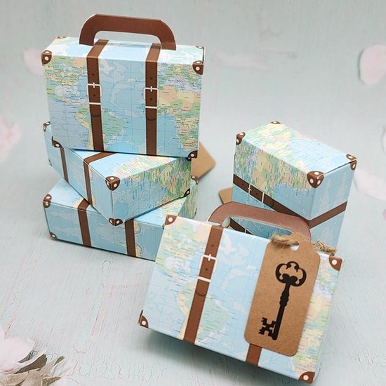 Kraftpapieren geschenkdozen, 50 stuks, kleine geschenkdoosjes met jute koorden, kompas, gastgeschenken, bruiloft, snoep, bonbondoos, leeg, klein voor bruid, bruiloft, verjaardag, feestbenodigdheden