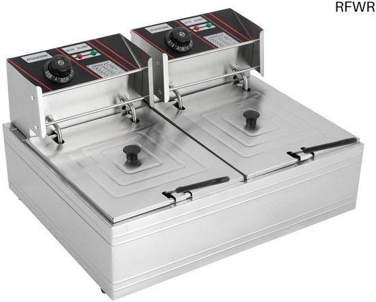 Friteuse électrique professionnelle 12l 5000w à double réservoir en acier inoxydable 50-200°c Friteuse électrique professionnelle 12l 5000w à double réservoir en acier inoxydable 50-200°c