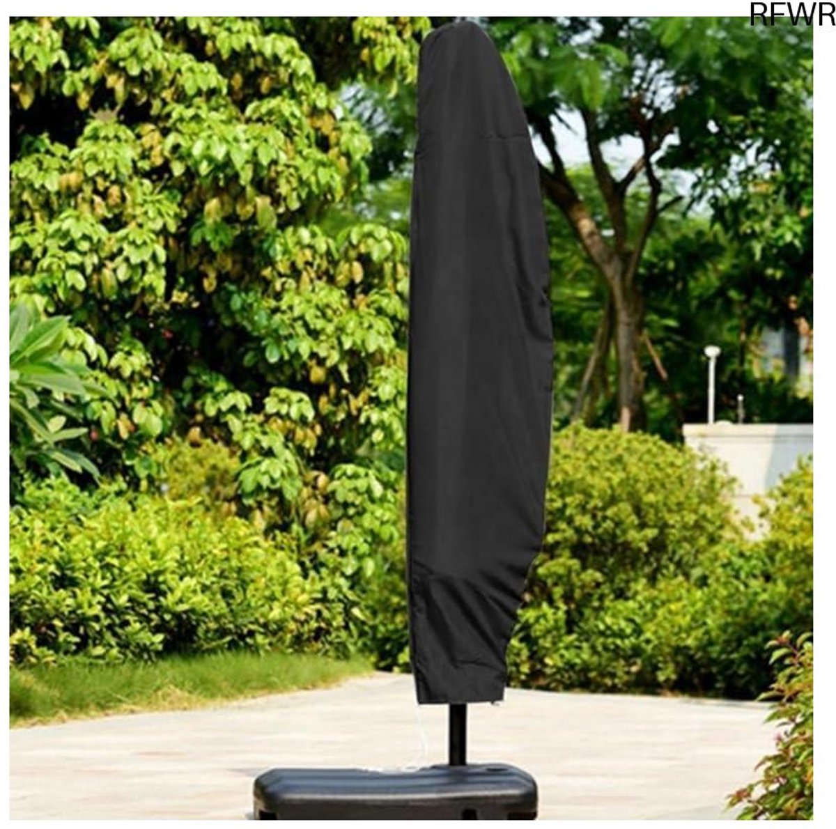 RFWR Waterdichte Parasolhoes Tot 350cm - Geschikt Voor Zweef- en Staande Parasols - Met Rits, Trekkoord & Opberghoes Black