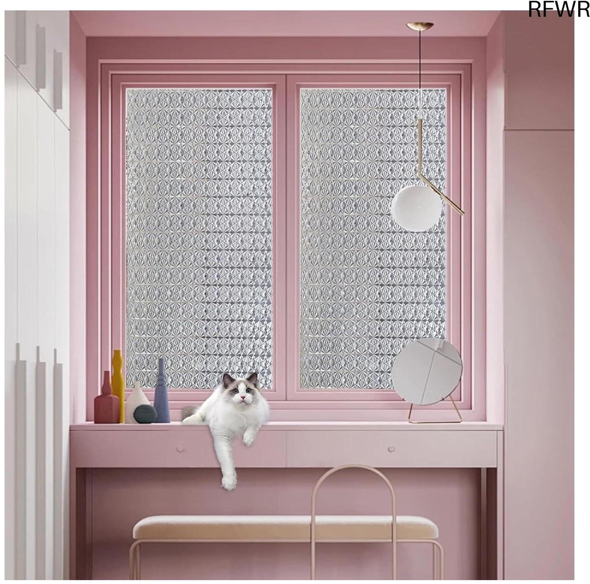 RFWR Ondoorzichtige Raamfolie 40 x 430 cm - Zelfklevende Privacyfolie voor Badkamer en Keuken, Eenvoudig te Installeren, met Schraper