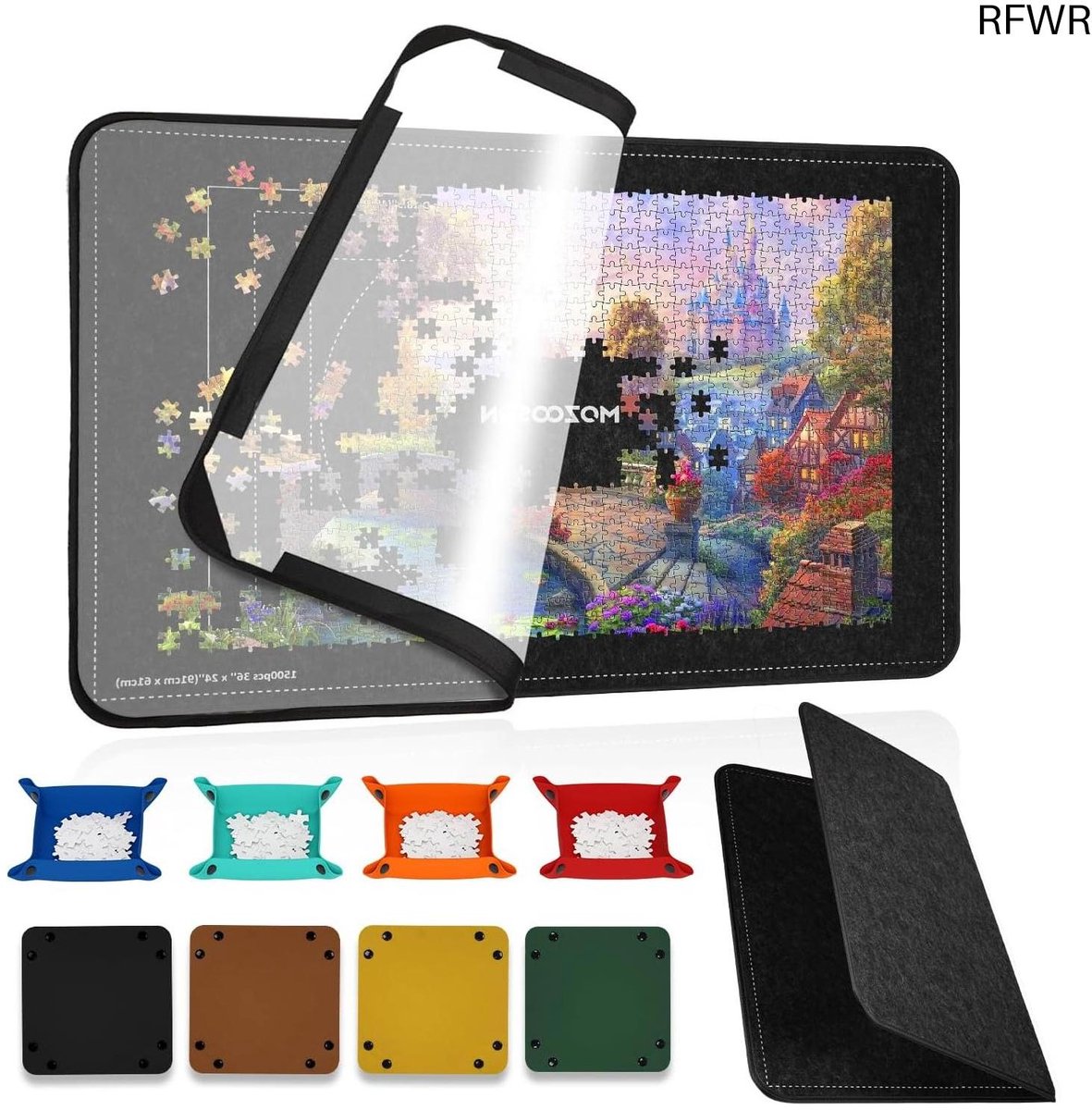 RFWR® Opvouwbaar Puzzelbord tot 1500 Stukken – Lichte en Antislip Puzzelplank met Sorteerschalen