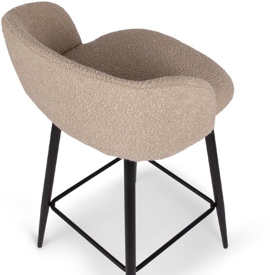 Milton & Oldbrook Bouclé Tabouret de Bar Bas Budapest Taupe - Zwart