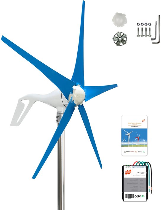 Foto: Windturbine windgenerator windenergie generator 400w turbine aluminium behuizing weerbestendig tot 80 c blauw