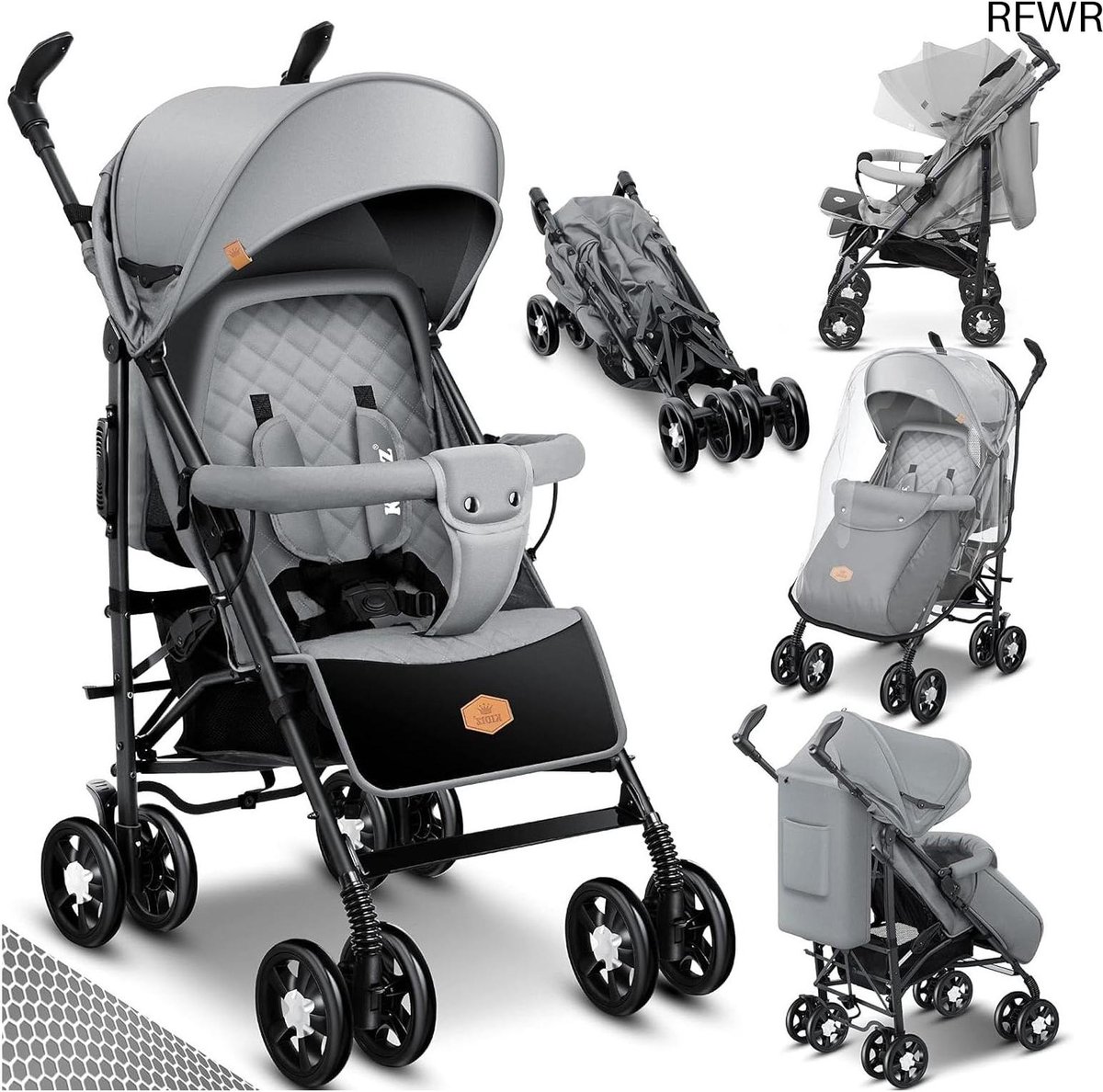 RFWR® Inklapbare Kinderbuggy met 360 Graden Wielen - Comfortabel, Veilig en Ondersteunend voor Kinderen