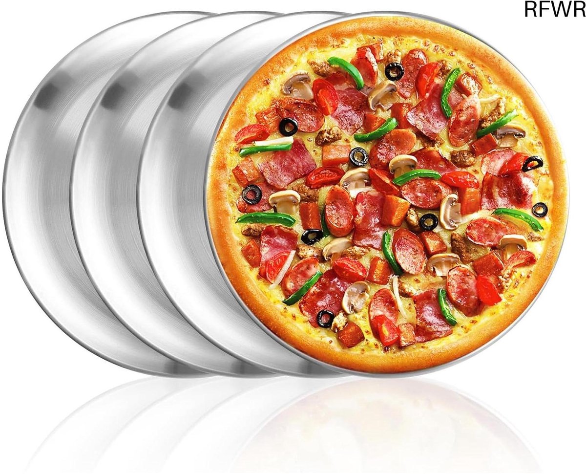 RFWR® Set van 4 pizzaplaten van roestvrij staal