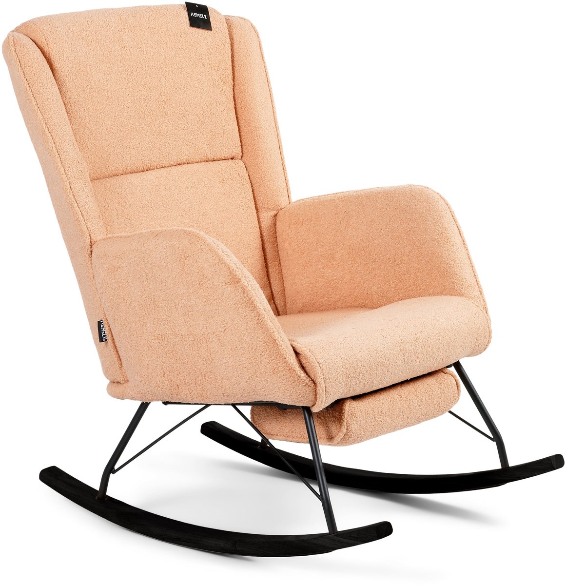 Aemely Schommelstoel Relax - Beige Apricot Teddy, Zwarte Poten