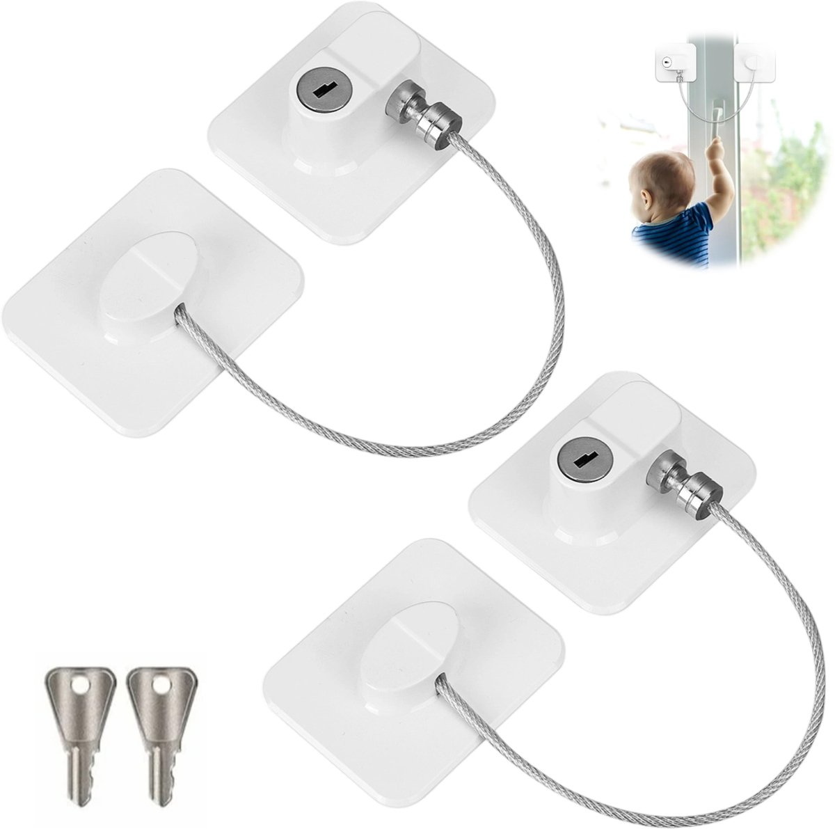 Kindveilige Koelkastslot - Cijfercombinatie Kastslot - Sterke Zelfklevende Beveiliging - Voor Ramen, Kasten & Lades - Voor Gezinnen - Wit - 2 Stuks