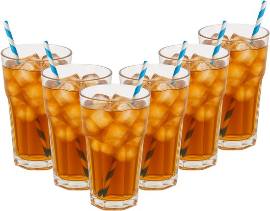OTIX Kunststof Drinkglazen - 6 Stuks - Longdrinkglazen - Waterglazen - Strand - Camping Servies - 370ML - Glazen - OCEANI