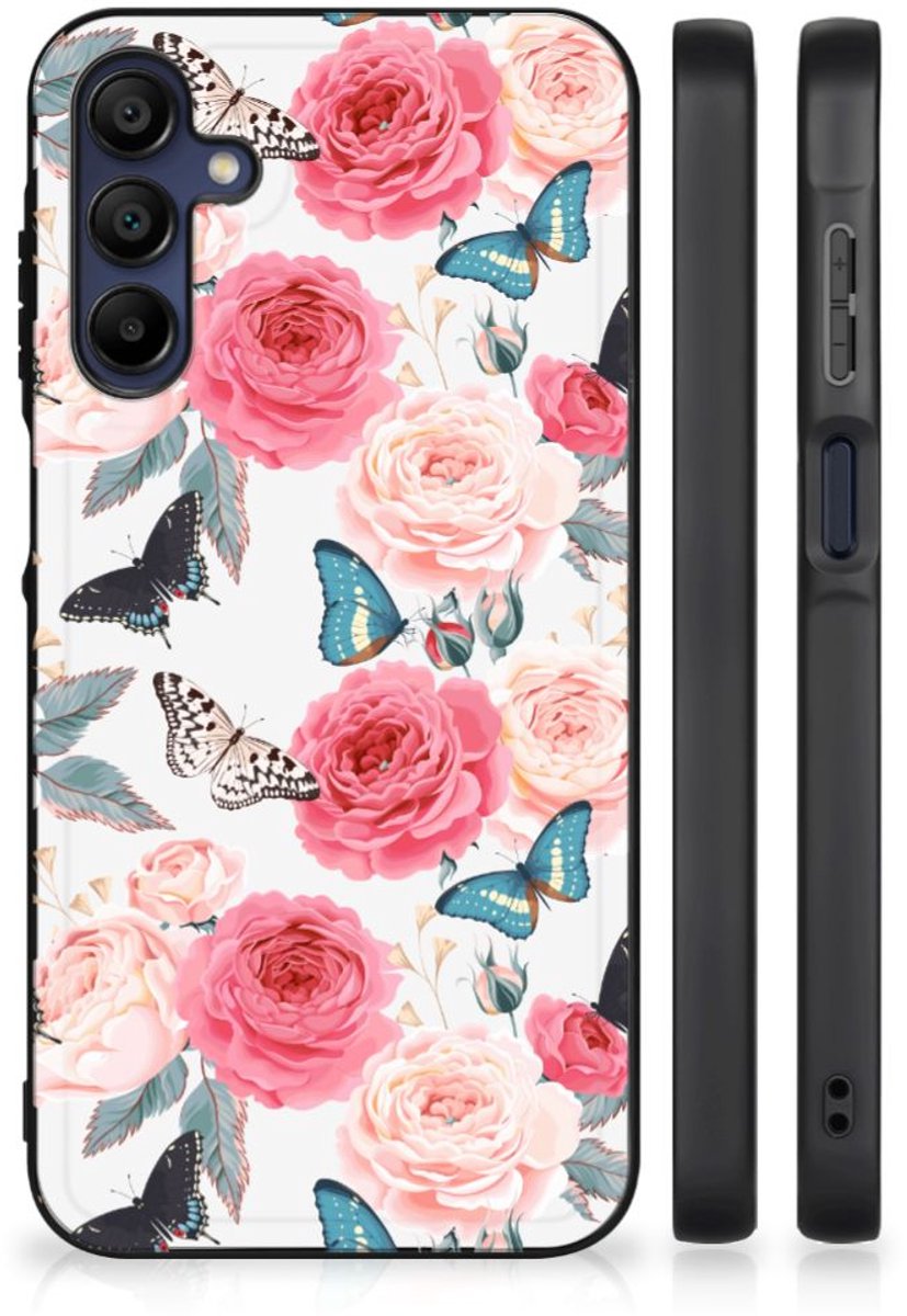 Samsung Galaxy A15 Bloemen Hoesje Butterfly Roses