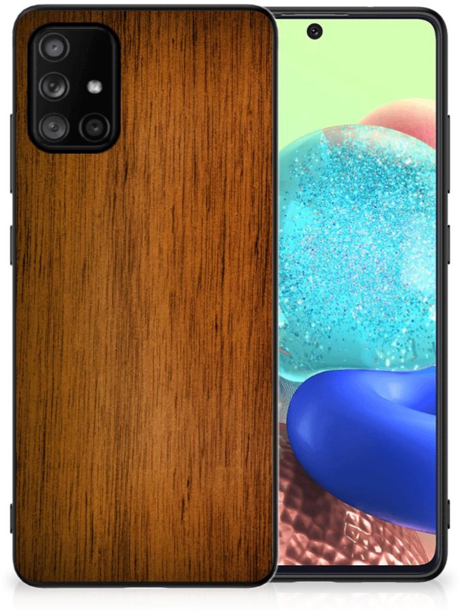 Samsung Galaxy A71 Houten Print Telefoonhoesje Donker Hout