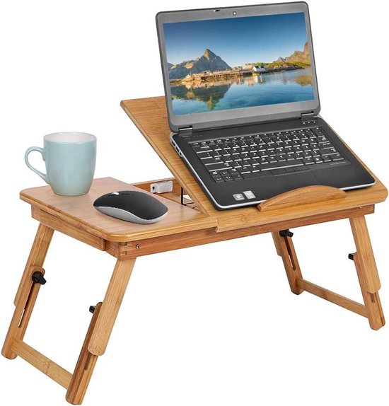 HLHome Laptop Bed Tafel, Draagbaar Opvouwbaar Lap bed Bureau met USB