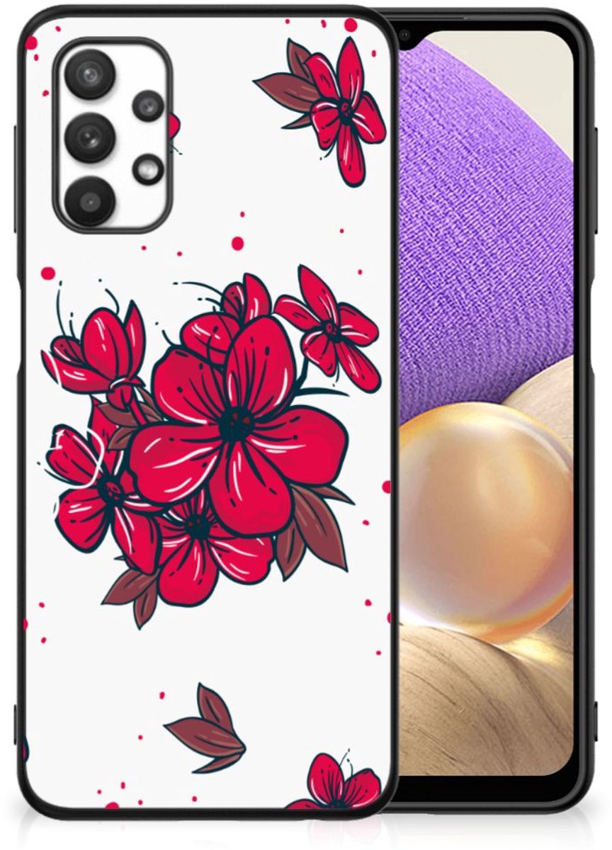 Samsung Galaxy A32 5G Bloemen Hoesje Blossom Red