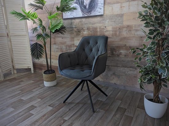 Set de 6 chaises de salle à manger MCW-L80, chaise de cuisine rembourrée avec accoudoirs, pivotante, métal tissu/textile ~ marron