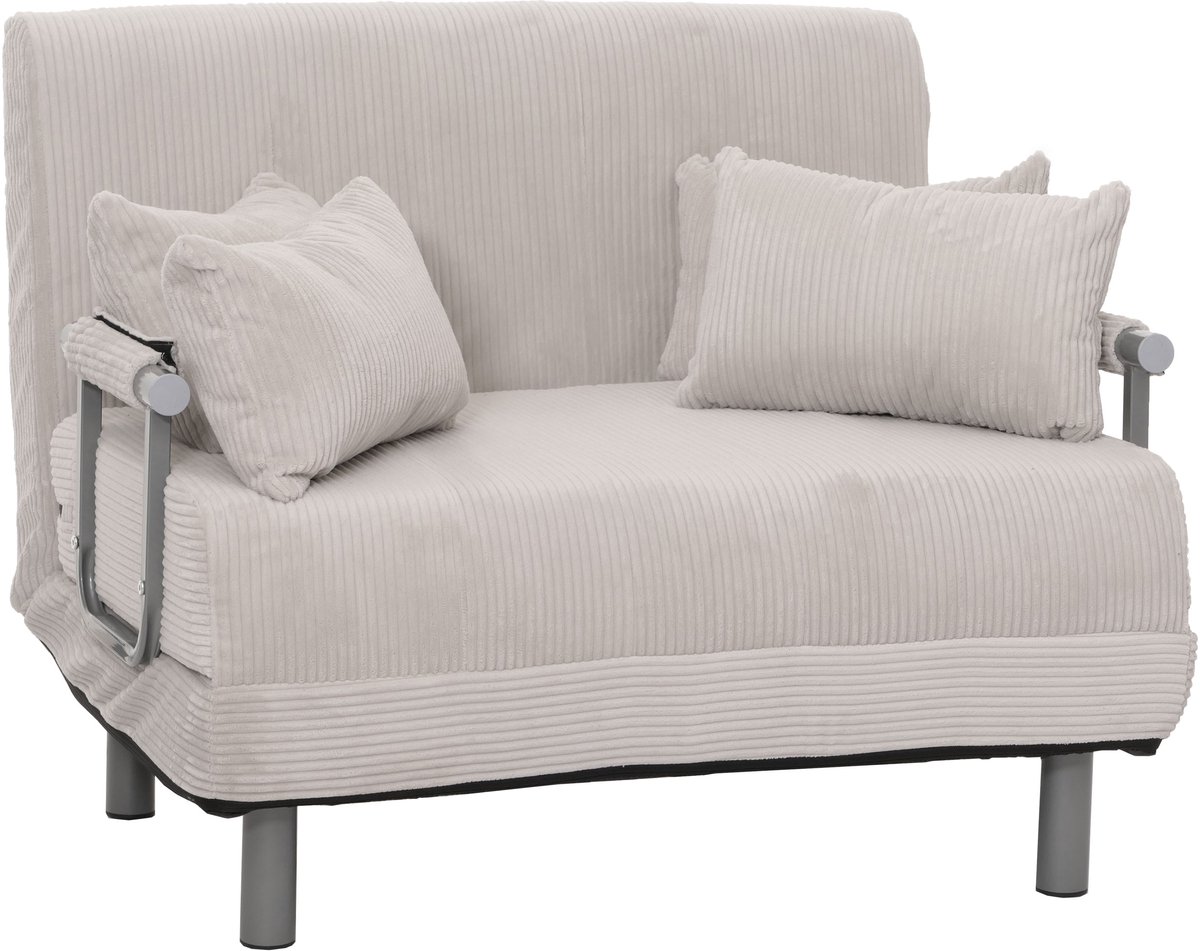 MCW Fauteuilbed MCW-K29, opklapbare fauteuil slaapbank logeerbed, ligoppervlak 190x100cm, stof corduroy (330g/m²) ~ lichtgrijs